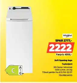 Power Whirlpool Topbetjent TDLRB6240SS tilbud