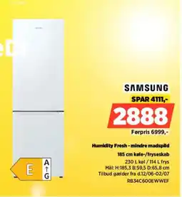 Power SAMSUNG 185 cm køle-/fryseskab RB34C600EWWEF tilbud