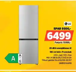 Power LG 186 cm køle-/fryseskab GBBS514AMB tilbud