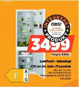 Power 178 cm int. køle-/fryseskab TC6LS181ES tilbud