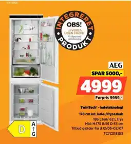 Power AEG 178 cm int. køle-/fryseskab TC7CS181DS tilbud