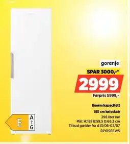 Power Gorenje 185 cm køleskab RP619EEW5 tilbud