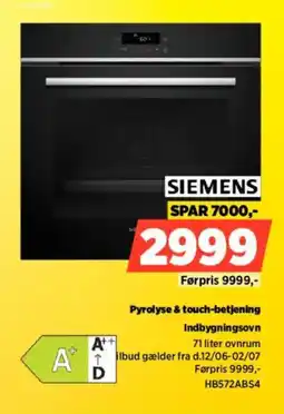Power SIEMENS Indbygningsovn HB572ABS4 tilbud