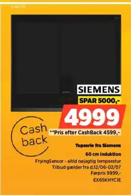 Power SIEMENS 60 cm induktion EX65KHYC1E tilbud