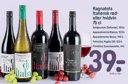 REMA 1000 Ragnatela italiensk rød- eller hvidvin (75 cl) tilbud
