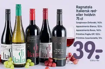 REMA 1000 Ragnatela italiensk rød- eller hvidvin (75 cl) tilbud