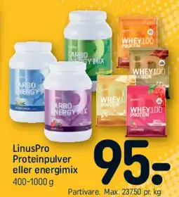 REMA 1000 LinusPro proteinpulver / energimix tilbud