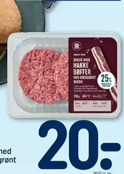 REMA 1000 Danske hakkebøffer med bøgerøget bacon tilbud