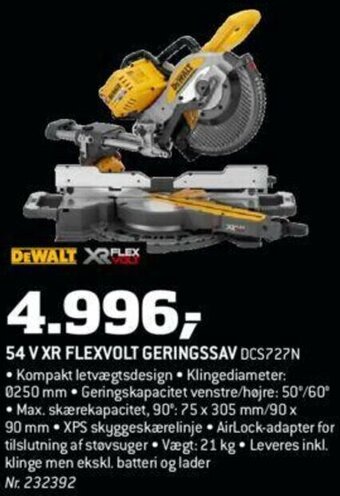 Bygma 54 V XR Flexvolt Geringssav DCS727N tilbud