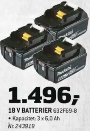 Bygma 18 V Batterier 632F69-8 tilbud