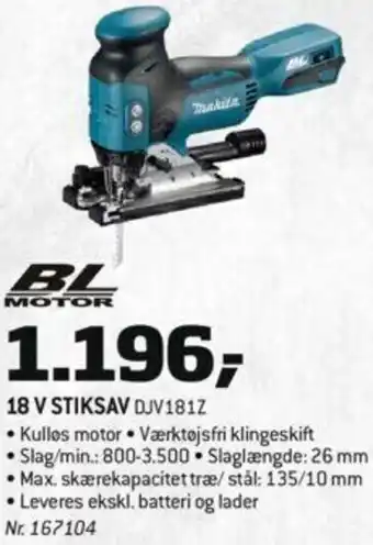 Bygma 18 V Stiksav DJV181Z tilbud