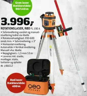 Bygma Rotationslaser Rød FL190 A tilbud