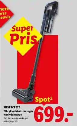 Lidl SILVERCREST 2i1 cyklonhåndstøvsuger med vådmoppe tilbud