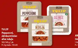 Lidl Tulip pålæg (pepperoni, skinke, nduja) tilbud