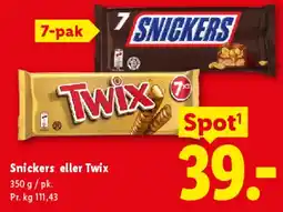 Lidl Snickers eller Twix (7-pak) tilbud