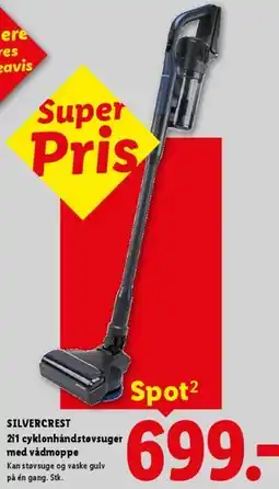 Lidl SilverCrest 2i1 cyklonhåndstøvsuger med vådmoppe tilbud