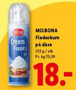Lidl Milbona Flødeskum på dåse tilbud