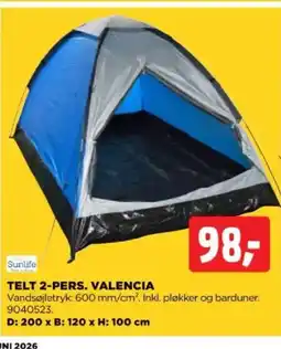 jem & fix Telt 2-pers. Valencia tilbud