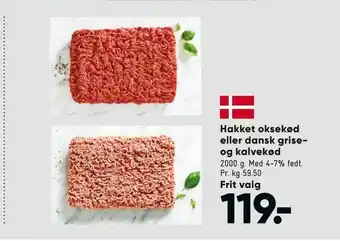 Bilka Hakket oksekød eller dansk grise og kalvekød tilbud