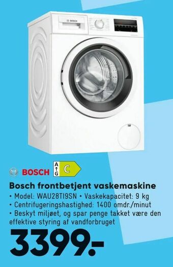 Bosch frontbetjent vaskemaskine