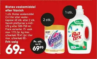 Bilka Biotex vaskemiddel eller Vanish tilbud