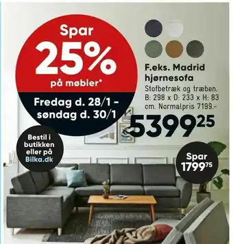 Bilka Madrid hjørnesofa tilbud