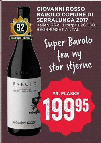 MENY Giovanni Rosso Barolo Comune Di Serralunga 2017 tilbud