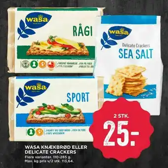 MENY Wasa knækbrød eller delicate crackers tilbud