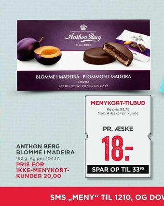 MENY Anthon berg blomme i madeira tilbud