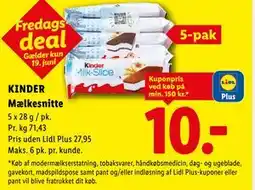 Lidl KINDER Mælkesnitte tilbud