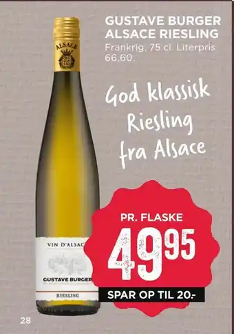 MENY Gustave burger alsace riesling tilbud