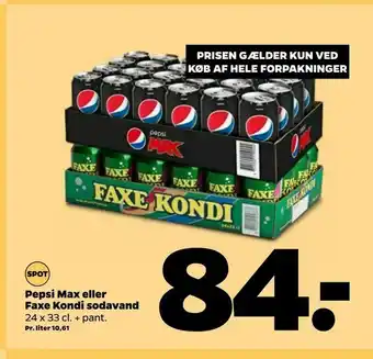 Netto Pepsi Max eller Faxe Kondi sodavand tilbud