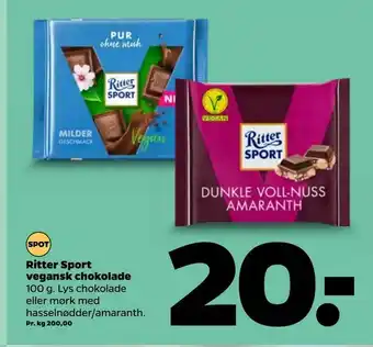 Netto Ritter Sport vegansk chokolade tilbud