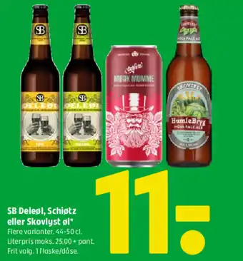 Coop 365 SB Deleøl, Schiøtz eller Skovlyst øl tilbud