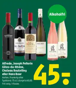 Coop 365 Alfredo, Joseph Pellerin Côtes-du-Rhône, Chateau Bouteilley eller Hans Baer tilbud