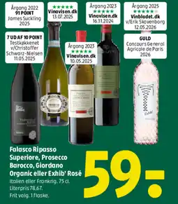 Coop 365 Falasco Ripasso Superiore, Prosecco Barocco, Giordano Organic eller Exhib' Rosé tilbud