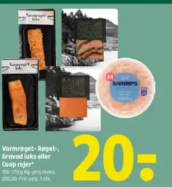 Coop 365 Varmrøget-Røget-, Gravad laks eller Coop rejer tilbud