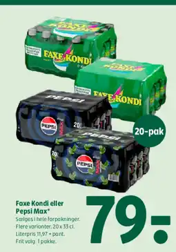 Coop 365 Faxe Kondi eller Pepsi Max tilbud