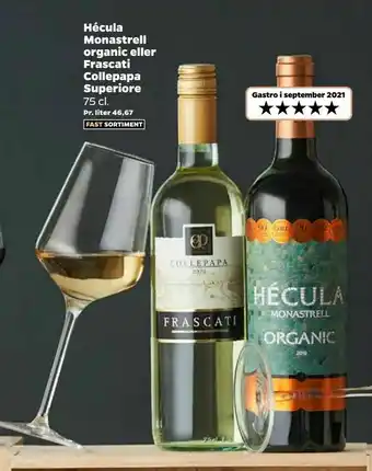 Netto Hécula Monastrell organic eller Frascati Collepapa Superiore tilbud