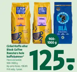 Coop 365 Cirkel Kaffe eller Black Coffee Roasters hele kaffebønner tilbud