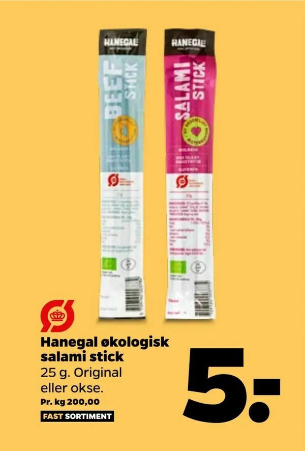 Hanegal økologisk salami stick tilbud hos Netto