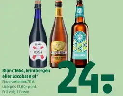 Coop 365 Blanc 1664, Grimbergen eller Jacobsen øl* tilbud