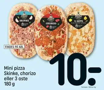 REMA 1000 Mini pizza Skinke, chorizo eller 3 oste tilbud