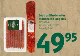 Coop 365 Coop grillpølser eller marinerede long ribs tilbud