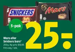 Coop 365 Mars eller Snickers bars (5-pak) tilbud