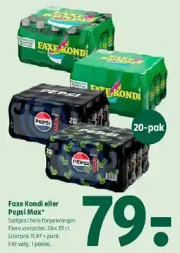 Coop 365 Faxe Kondi eller Pepsi Max (20-pak) tilbud