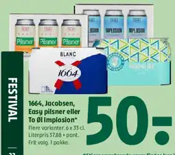 Coop 365 1664, Jacobsen, Easy pilsner eller To Øl Imp!osion tilbud