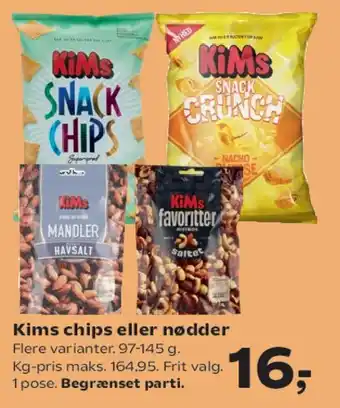 SuperBrugsen KiMs chips eller nødder tilbud