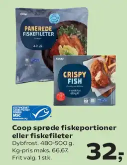 SuperBrugsen Coop sprøde fiskeporitioner / fiskefileter tilbud