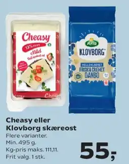 SuperBrugsen Cheasy eller Klovborg skæreost tilbud